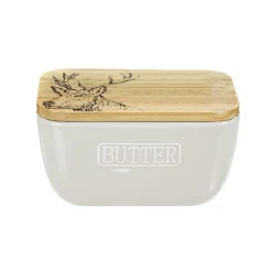 Selbrae Butter Dishes-Stag Ceramic White Butter Dish