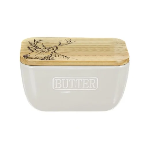 Selbrae Butter Dishes-Stag Ceramic White Butter Dish