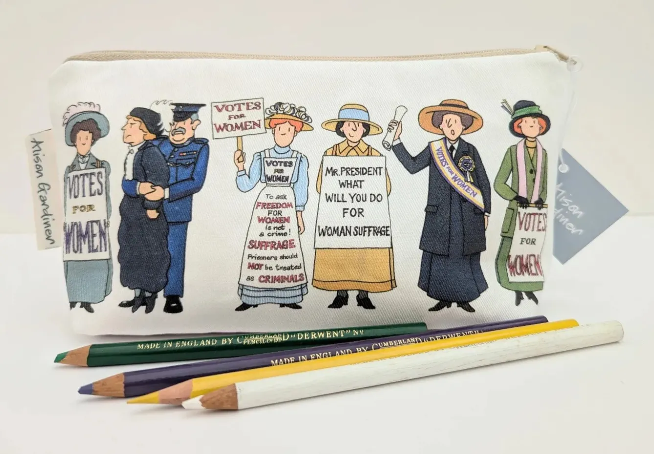 Alison Gardiner Bags-Suffragettes Cosmetic Bag/Pencil Case
