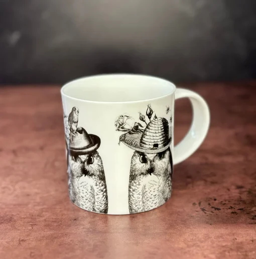 Repeat Repeat Animals|Animals-Sunday Best Owls Bone China Mug - White
