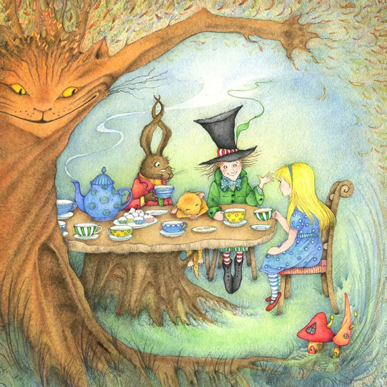 Moongazer Cards Greeting Cards-The Mad Hatter's Tea Party Greeting Card