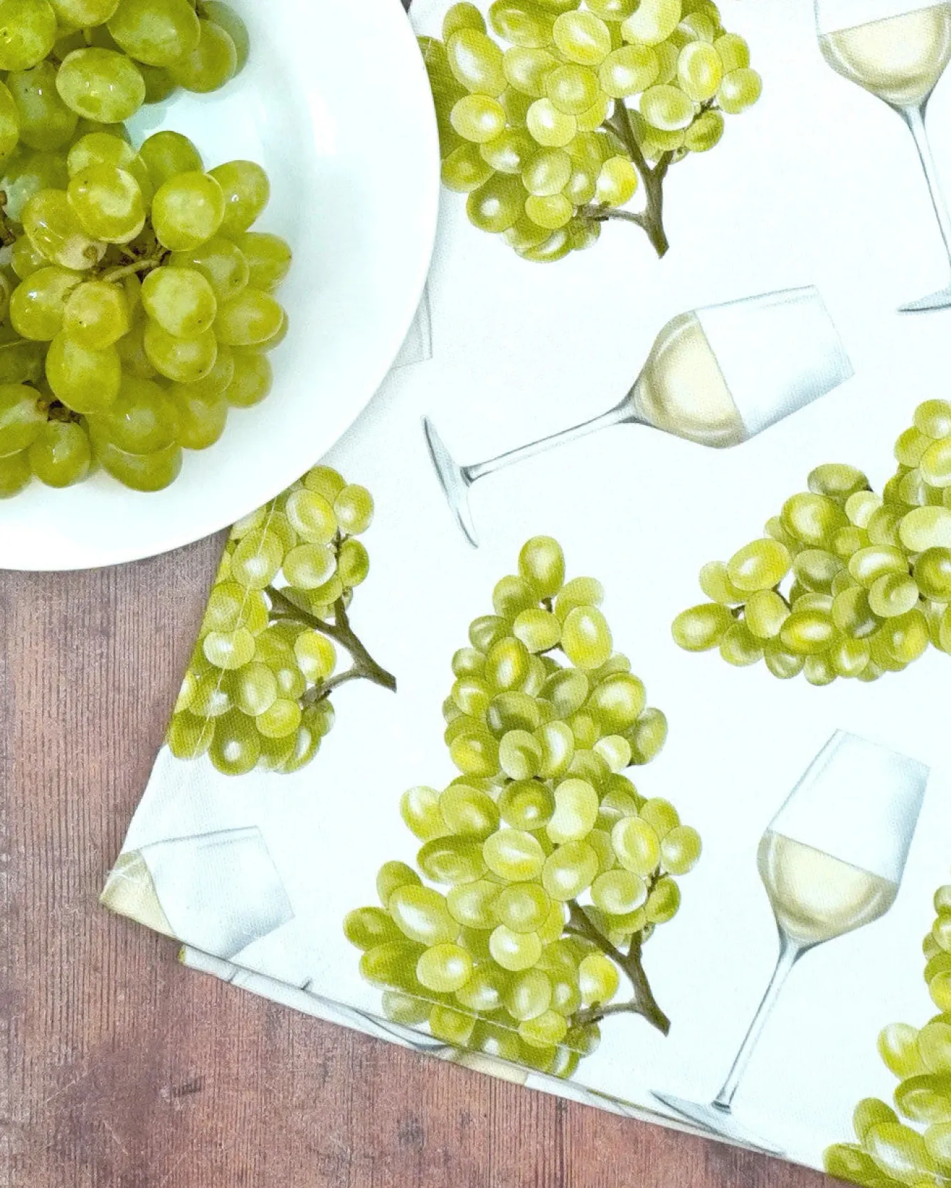 Corinne Alexander Tea|Tea Towels-White Wine Tea Towel by