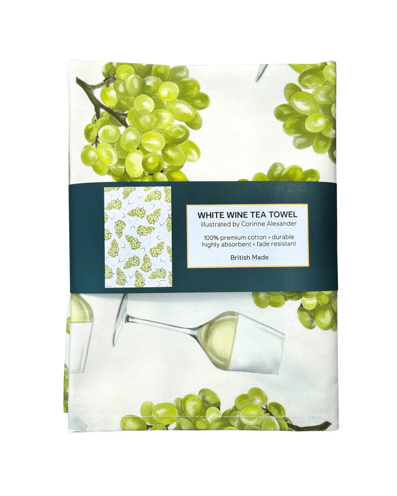 Corinne Alexander Tea|Tea Towels-White Wine Tea Towel by