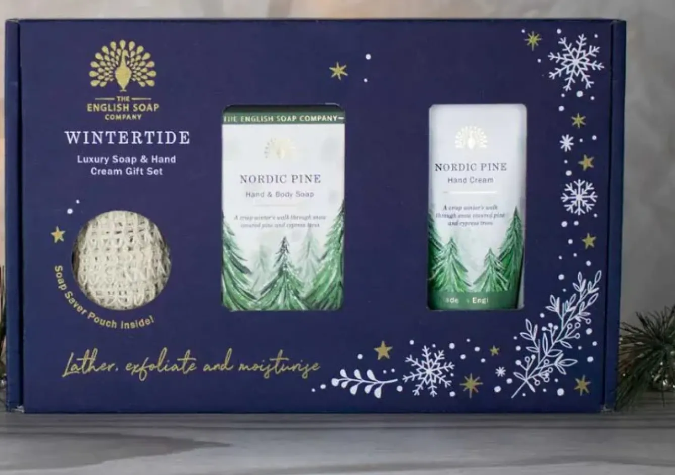 English Soap Company Soaps & Lotions-Wintertide "Nordic Pine" Soap and Hand Cream Gift Set