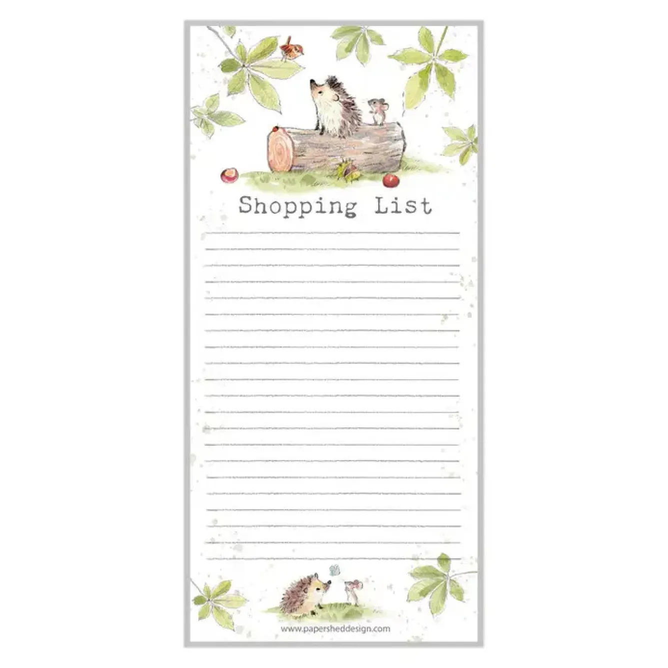 Paper Shed Design Stationery-Woodland Hedgehog "Shopping List" Magnetic List Pad