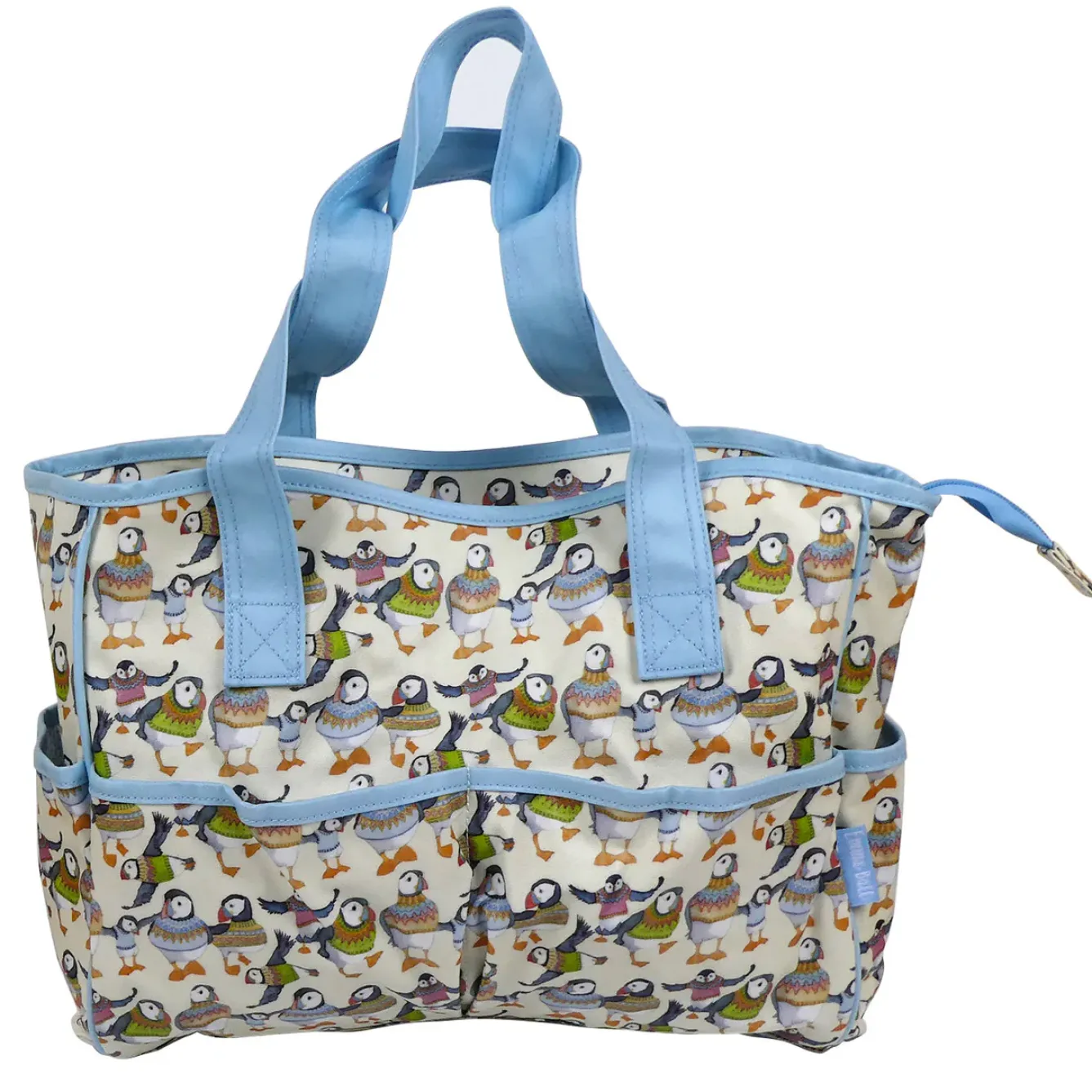 Emma Ball Crafts|Bags-Woolly Puffins Large Oilskin Pocket Bag