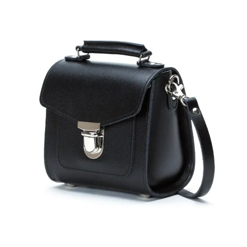 Zatchels Bags-Handmade Leather Sugarcube Plus Handbag - Black