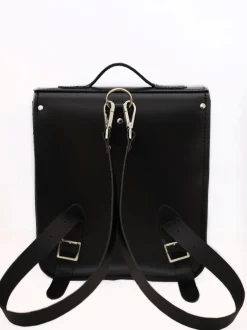 Zatchels Bags-Handmade Leather City Backpack - Gothic Black & White Stripe