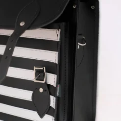 Zatchels Bags-Handmade Leather City Backpack - Gothic Black & White Stripe